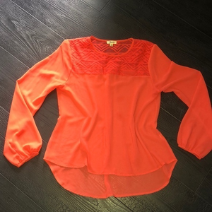 Lily Star Sheer‎ Blouse Coral Medium